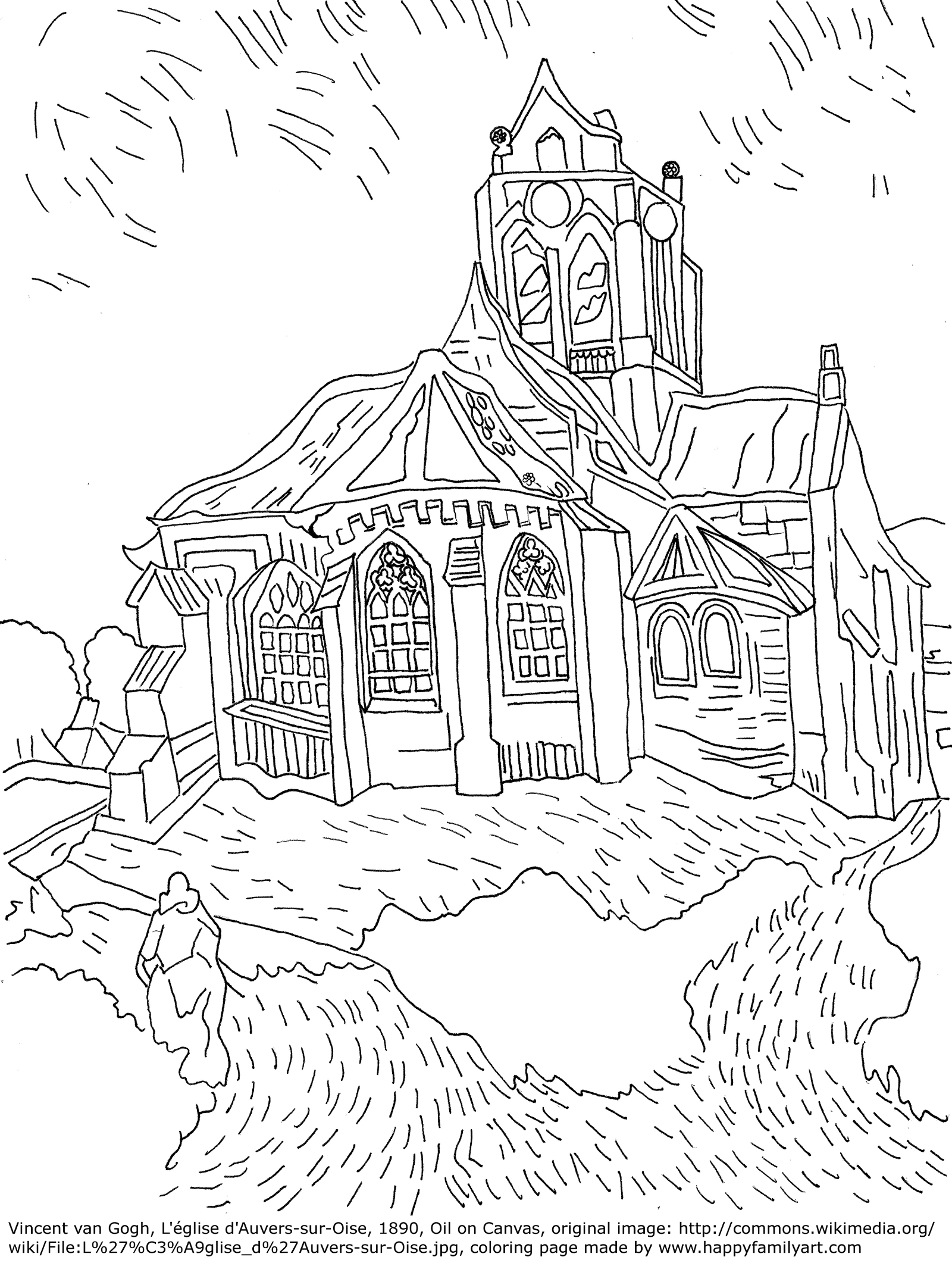 van gogh self portrait coloring page