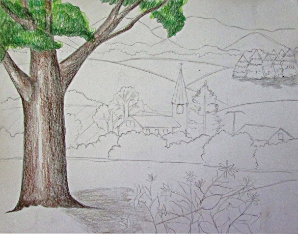 Riverside Village landscape drawing... - Sayataru Creation | Facebook