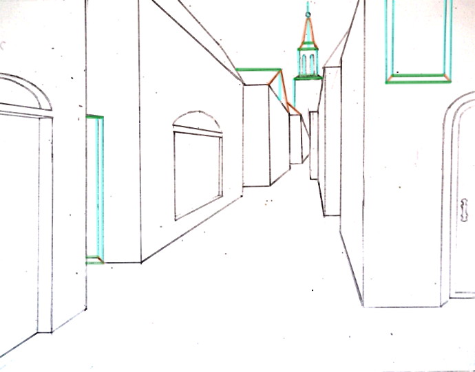 Single Point Perspective Drawing of a Street